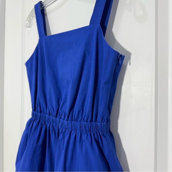 COS Wide Leg Jumpsuit in Brigh Blue Size 4 Smocked Cutout Back Sleeveless Retro - Picture 6 of 16